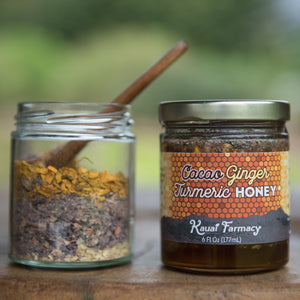 Cacao Ginger Turmeric Honey kauai 2oz of dried herbs per 6oz jar