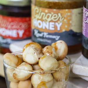 Ginger honey spiced medicinal macadamia nuts