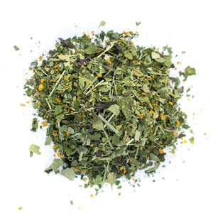 Kauai Farmacy vitalitea energy organic herbal tea blend mulberry leaf turmeric cinnamon lemongrass moringa tulsi yacon noni gotu kola rosemary detail