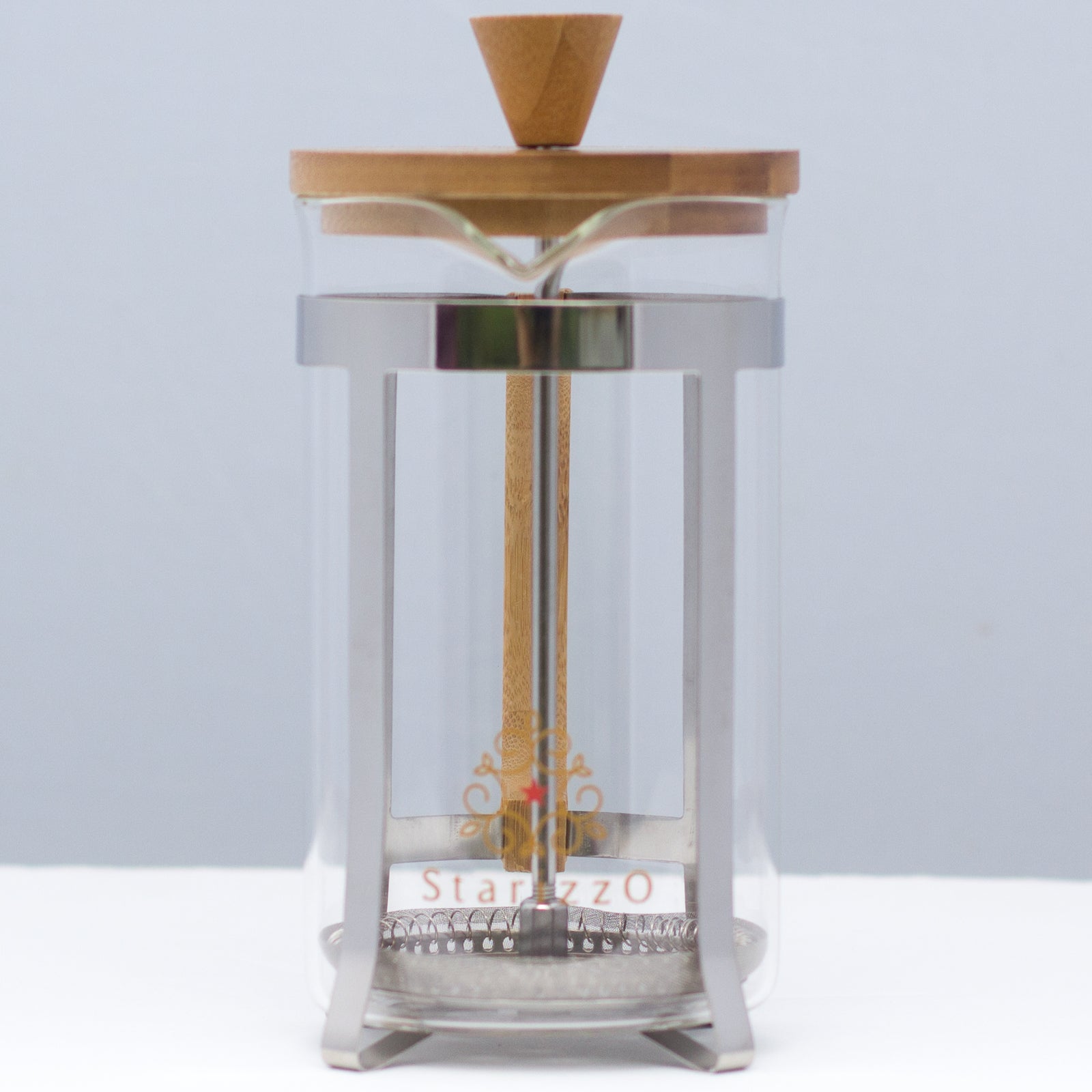 Starizzo 20oz Tea French Press Bamboo angle